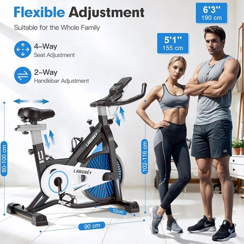 LABGREY Exercise Bike Indoor Cycling Bike Stationary Cycle Bike with Heart Rate Sensor