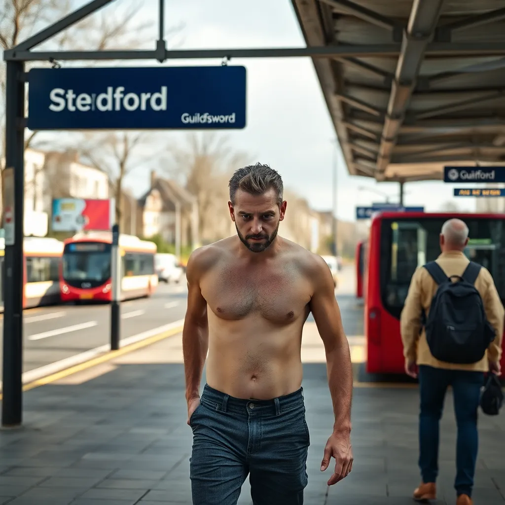 Shirtless Man Threatens Walker Near Guildford Station