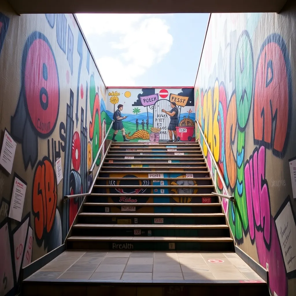 Guildford's Vandalized Stairwell Gets a Stunning Mural Makeover