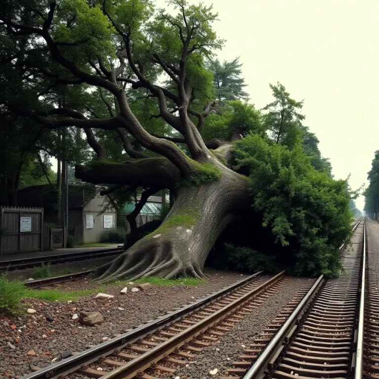 Fallen Tree Blocks Surrey Train Lines