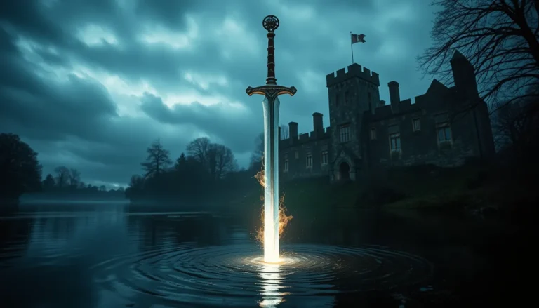 MYSTERY SWORD EMERGES FROM CHIDDINGSTONE CASTLE LAKE