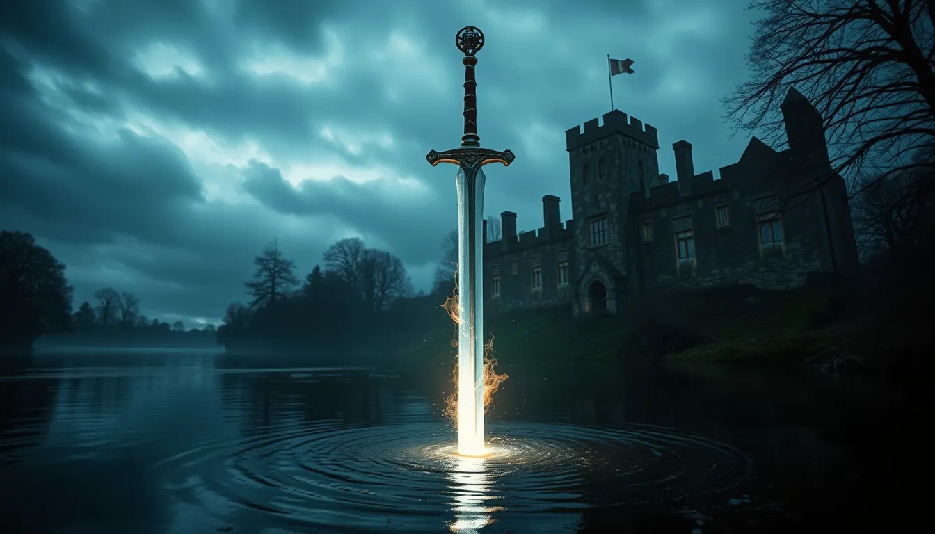 MYSTERY SWORD EMERGES FROM CHIDDINGSTONE CASTLE LAKE